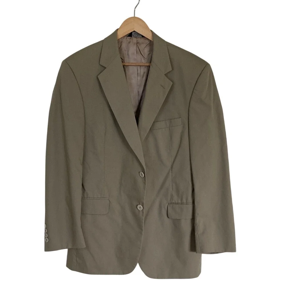Jos A Bank Mens‎ Classic Tan Cotton Blend 2 Button Blazer Size 42R Office Career